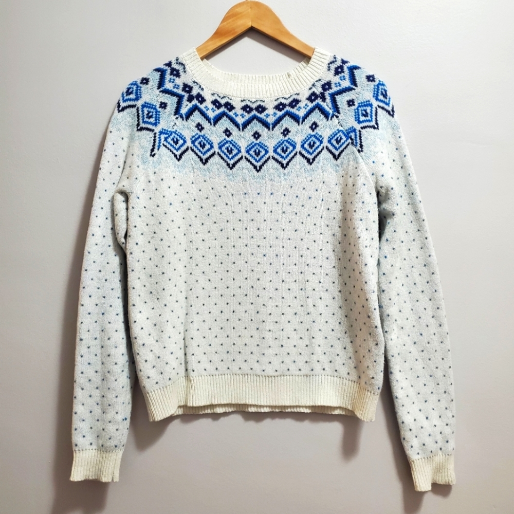 Levis Fair Isle Nordic Blue and White Sweater Size Medium